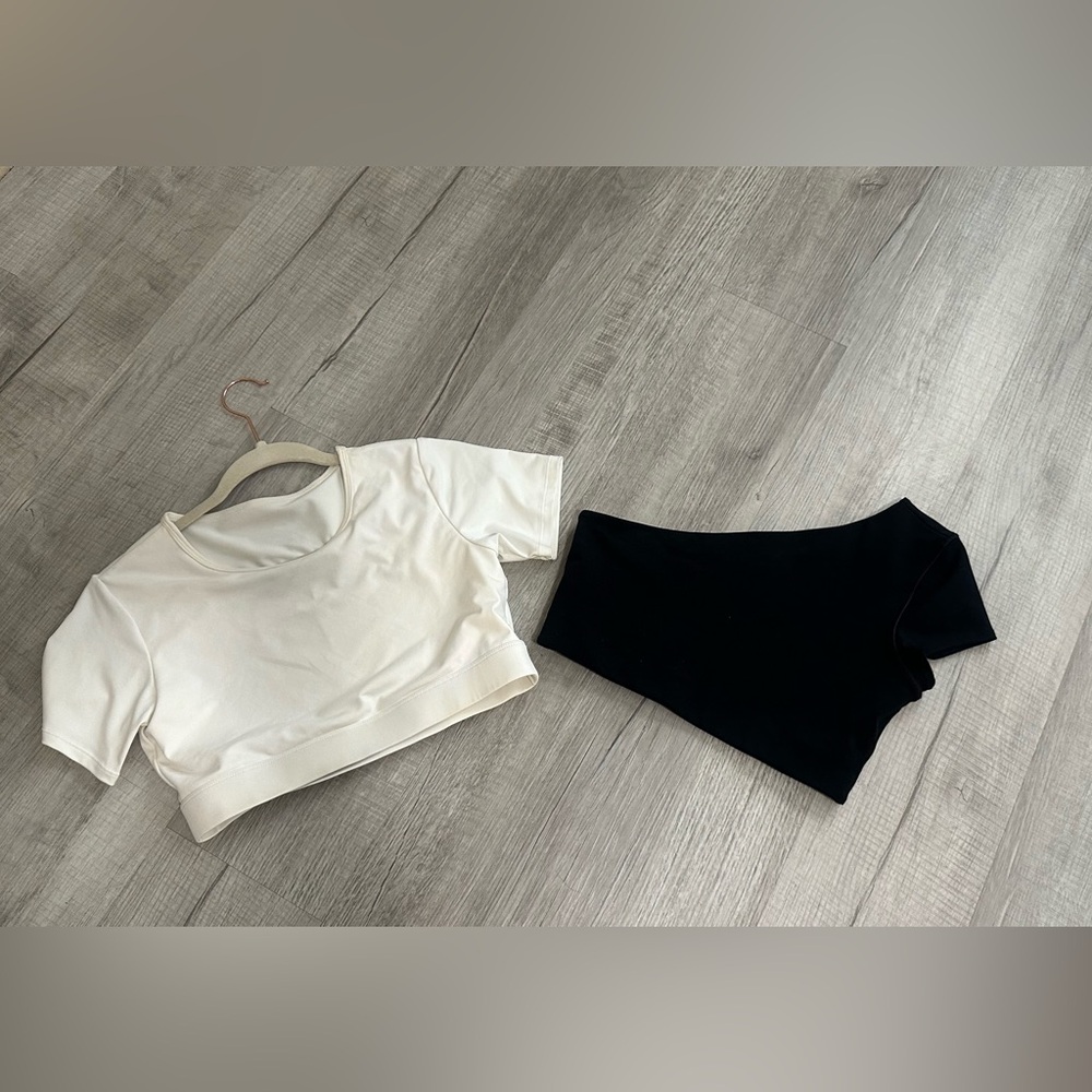 COPY - White and Black Crop Top Set